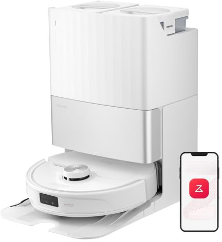 roborock QV 35S Robot Aspirateur Set, 10 000 pa d'Aspiration, Double Système Anti-Enchevêtrement, Deux Balais Relevables 10mm, Technologie RéActive & Navigation PreciSense LiDAR, Station Tout-en-Un