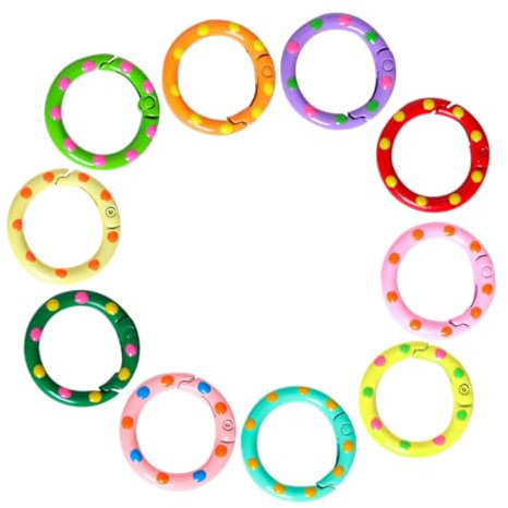 Tofficu 10pcs Metal Craft Ring Buckle Spring Clip Binder Ring for Paper Jewelry Carabiner Binder Supplies Office School Home