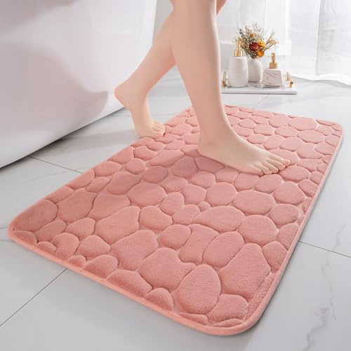 chakme Badmatta minnesskum badmatta minnesskum duschmatta absorberande badrumsmatta duschmatta dekoration golvmatta halkfri matta för badrum vardagsrum 60 x 90 cm, rosa