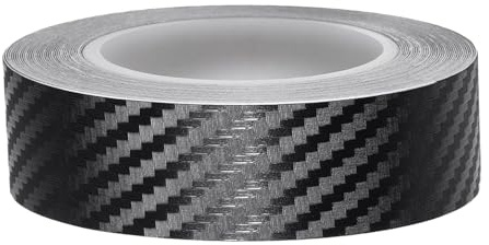Juttzzei Film Carbone Voiture, 19mm x 10M Carbone Adhésif, PVC Bande Autocollante Voiture, Autocollant Carbone pour Voiture, Moto, Bateau et Modélisme (Carbone Noir)