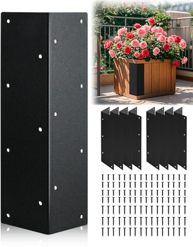 Stainless Steel Raised Garden Bed Corner Brackets 8 Packs- Heavy-Duty Rustproof Wooden Garden Bed Supports, Raised Bed Corners Metal Connectors with Screws for 20-24 Beds 11 x 3 x 3