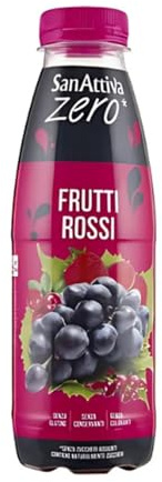SanAttiva Zero Bevanda Analcolica a Base di Succhi di Frutta Confezione da 12 Bottiglie da 500ml [Frutti Rossi]