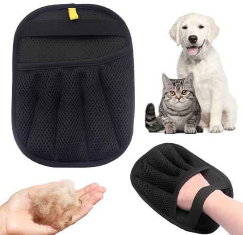 Gant Poils Animaux, 2025 Gant Anti Poils Animaux Gants,Gant Magnétique Pour Poils, Gant Antistatique Double Face Pour éliminer Les Poils d'animaux et Obtenir un Pelage Lisse et Sain (Noir, 1Pièce)