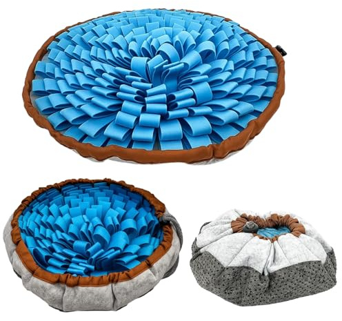 Sniff Mat For Dogs, Interactive Pet Snuffle Mat For Mental Stimulation And Slow Feeding, Durable Sniffing Pad To Reduce Anxiety And Boredom, Blue Two-Piece Design, 48 * 48cm
