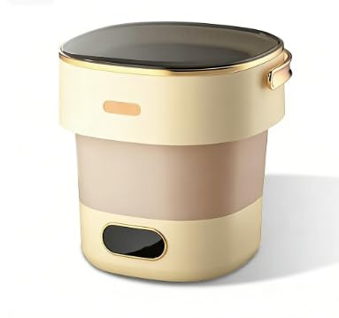 RBFGYIOP Lavaggio silenzioso e portatile - Mini lavatrice pieghevole con centrifuga 13L per viaggio, campeggio, dormitori, hotel, perfetta per biancheria intima e bambini - Beige 13L EU Plug