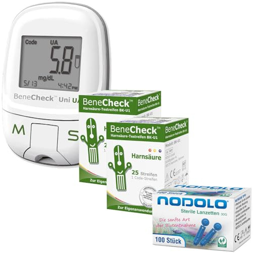 BeneCheck Premium Harnsäure-Messgerät (Gerät + 2TS + Lanzetten)