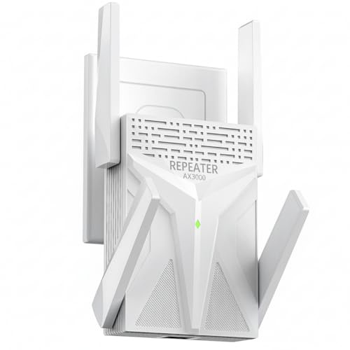 AX3000 WLAN Repeater WiFi 6, Dual Band WLAN Verstärker mit bis zu 3000 Mbit/s, Signalverstärker mit Gigabit LAN Port, 4 Hochleistungsantennen, WLAN Booster für Streaming, Gaming & Home Office Garden
