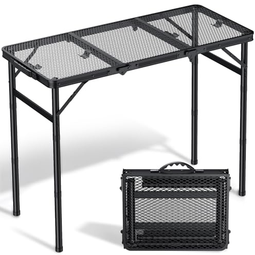 Diceaynico Folding Camping Table, 34.2x15.7 Picnic Table, 3 Adjust Height