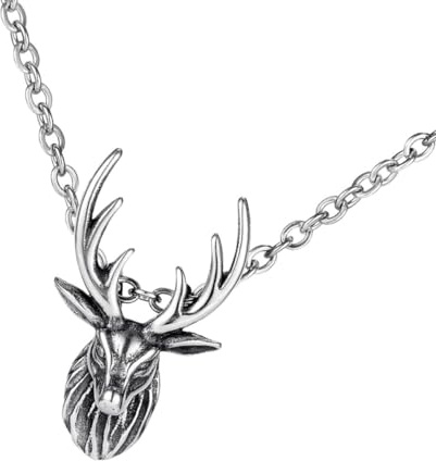 Ipetboom Collier Charmant Pendentif Cerf Sika en Acier Titane, Accessoire Élégant et Simple pour Occasions Spéciales et Fêtes Dansantes Style Aléatoire