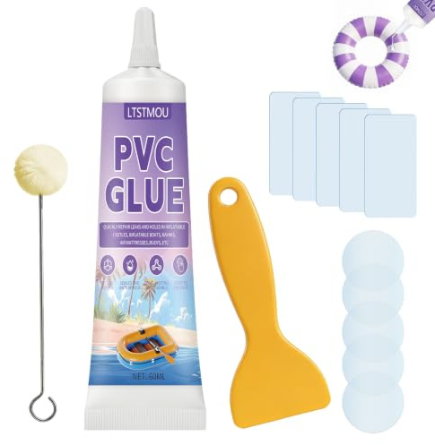 60ml Kit de Reparación Piscina, Kit de Reparación de Piscinas, Kit de Reparación de PVC, Adhesivo Impermeable para Piscinas,Para Botes Hinchables,Piscina Inflable, Anillos de natación,Cama de Agua,etc