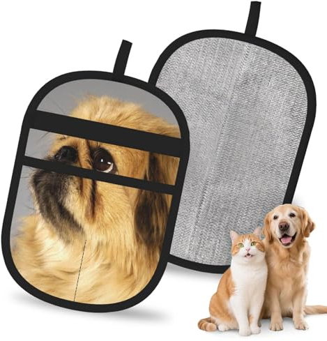 Meymuise Tierhaarentferner, Pekingese Flauschiger Hund niedliche Haustiere | Haustierreinigungshandschuhe, waschbar und rutschfeste Zauberbürste für Teppiche, Autositze, Kleidung und Küche, geeignet