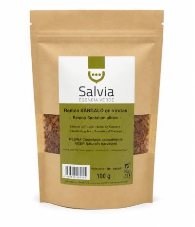 SALVIA | Naturliga sandelträspån 100 g | Fragment av sandelträ | För rökelsetillverkning | Aromaterapi | Meditation | Yoga | Avslappning | Rökelseblandningar | Naturlig doft