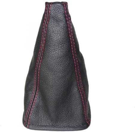 The Tuning-Shop Gear Stick Gaiter Black Genuine Leather Red Stitching