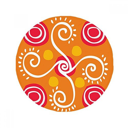 DIYthinker Orange Plantes Mexique Totems Ancienne Civilisation antidérapant Tapis de Pet de Sol Rond de Salle de Bain Salon Cuisine Porte 60/50 cm Cadeau, Polyester filé, Multicolore, 60X60cm