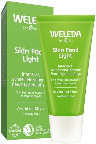 WELEDA Bio Skin Food Light Feuchtigkeitscreme 30ml - leichte Naturkosmetik Hautpflege SkinFood Hautcreme zur Pflege von trockener Haut. Natürliche Körper- & Gesichtscreme nährt die Haut intensiv