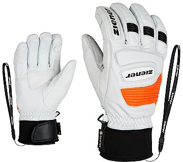 Ziener Guanti da Sci per Adulti Guard GTX Grip PR | Impermeabili, Traspiranti, Gore-Tex, Primaloft, in Pelle, da Corsa, Bianco (Bianco), 6,5