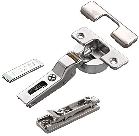 2 x Salice Topfband Serie 700 Dämpfer im Topf 110° Mittelanschlag | Bohrbild T52 mit Linear-Montageplatte Höhe 3 mm Euroschrauben, Exzenterverstellung, Abdeckkappen Möbelscharnier von SOTECH