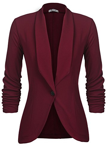 UNibelle Dames Casual Blazer 3/4 Bras Ouvert Avant Veste Sportive Élégant Sweatblazer Business Geschäft Weinrot 3XL
