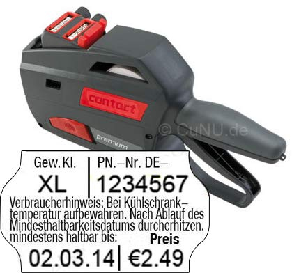 Zweizeiliger Preisauszeichner für Eierkennzeichnung/Eierkartons inkl. 5.000 Eieretiketten 32x19mm