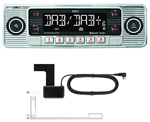 DIETZ Retro 300 DAB/BT Classic/Oltimer Autoradio USB/MP3/BLUETOOTH - Farbe Silber - inkl. DAB+ Antenne