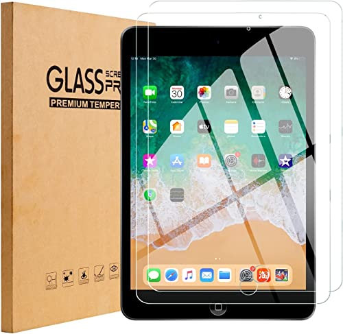World biz 2-Pack Screen Protector for iPad 9.7-Inch (6th/5th Generation, 2018/2017 Model), iPad Air 1, iPad Air 2, iPad Pro 9.7-Inch, 9H Tempered Glass Film, Anti-Scratch, Impact-Resistant