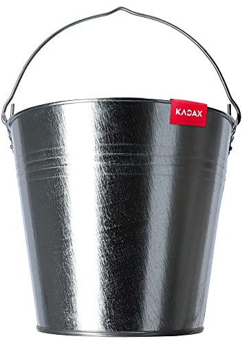 KADAX Seau robuste, en zinc, avec poignée ergonomique, avec base renforcé, avec parois solides, en tôle pour pierres, parterres et cendres, matériaux en vrac et charbon, 15 l