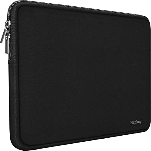 Naukay Laptop-Hülle, 43,2 cm (17 Zoll) – widerstandsfähiges Neopren, geeignet für Asus/Dell/Fujitsu/HP/Sony/Acer – Schwarz, für 17-Zoll-Laptops, täglicher Gebrauch, Reisen | Laptop-Hülle, Notebook-Computertasche/Tablet-Aktentasche, Tragetasche, kompatibel mit Asus/Dell/Fujitsu/HP/Sony/Acer, Schwarz
