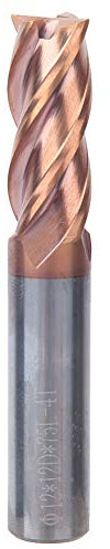 Schaftfräser-Satz, Wolframstahl-Schaftfräser, Schlitzbohrer, Bronze nanobeschichtet 4 Schneiden 55HRC Fräser 12x3Cx12Dx75L(1 Pcs)