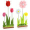 com-four® 2X Présentoirs décoratifs pour Pâques et Le Printemps - Jolies Fleurs en Feutre - décorations de Pâques (Fleur - 2 pièces)