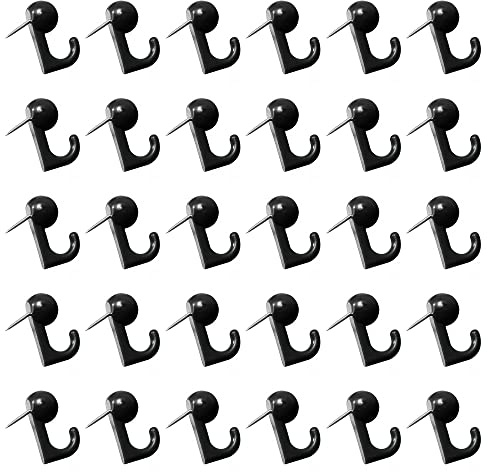 50 Stück Push Pin Haken, Schwarz Kunststoff Daumen Tack Haken, Dekorative Wandbehang Nägel für Korkbrett Wandbehang Karte, Kalender, Bilder, Büro Zuhause Schulbedarf