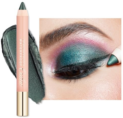 Oulac Fard a Paupiere et Eyeliner Vert | 12 Heures de Longue Durée | Haut Pigment Super étanche | Effet Nacré du Maquillage des Yeux | Vegan | 3.8g (16) So Jade