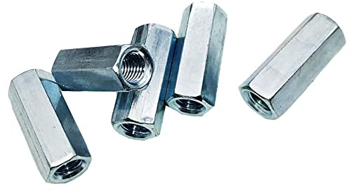 5pcs M14-2 x 44mm Long Rod Nut Hex Coupling Nuts, Zinc Plated Bolt Extender Female Thread Straight Fitting, Hex Rod Threaded Bar Nut