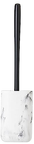 Set de Cepillo para Inodoro y Soporte Vigar Zense, Cepillo para Inodoro con Soporte de Piedra de poliresina, Sets de baño para decoración y Accesorios de baño, Mármol Blanco