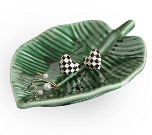 Titanape Grünes Blatt Deko Schmuckschale, Schmucktablett für Ring Halskette Armband Organizer, Schlüsselschale, Geschenke für Frauen, Mädchen, Sie, Freundin