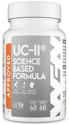WFN Approved UC-II - Type 2 Collagen for Joints - 60 Capsules - 40mg Undenatured Type II Collagen - Complex with UC II Collagen, Vitamin C & Boswellia Serrata - Produced & Tested in Germany