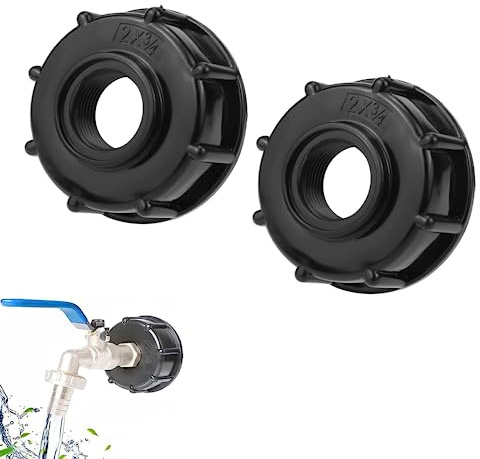 SLshiBo IBC Container Adapter S60x6 3/4 Zoll 2er Set für Wassertank | IBC Tank Zubehör, IBC Tank Adapter für 1000L Behälter, Kappe und Tankdeckel Adapter, passend für S60x6 Gewinde
