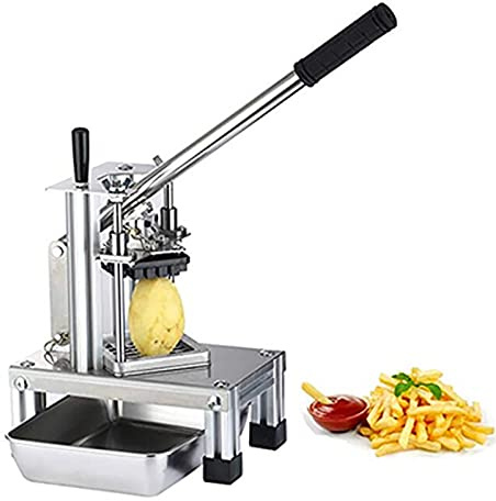 BOBVB French Fries Cutter, Commercial Manual Potato Chips Strip Cutting Machine, Vegetable Fruit Chopper, Stainless Steel Chip Cutter Machine for Potatoes Onions Carrots Mushroom 14mm