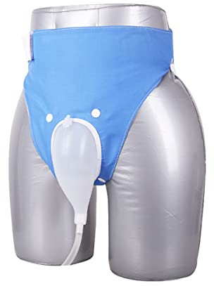 Catetere Esterno Uomo, Porta Pipì per Orinatoio con Collettore di Urina in Silicone con 2 Sacchetti per Catetere per Urina (Tipo di uomini anziani Blu)