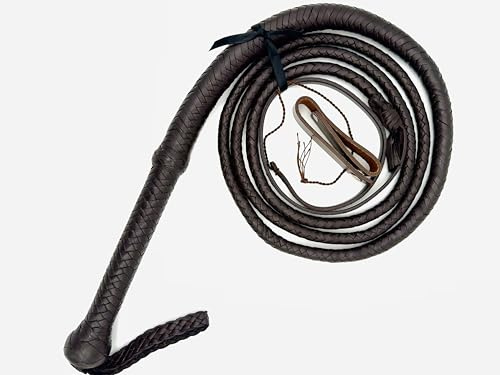Generisch Echte Bullenlederpeitsche Bullwhip in Braun in 3FT bis 10FT, handgemacht mit 12 Stränge (6FT ~ 183cm)