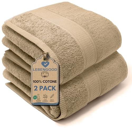 LEBENGOOD Toallas Baño Grandes 90x170 Pack 2 Ducha Algodón SPA Hotel Gym | tamaño extra para envolverse, rizo 500 g/m², suaves y muy absorbentes, certificado Oeko Tex, secado rápido, para casa