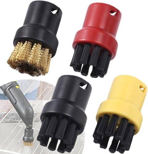 4 Pcs Steam Nylon Round Brushes for Karcher, Durable Round Brush Nozzle Head, Karcher Steam Cleaner SC1 SC2 SC3 SC4 SC5 SC7 CTK10 Series