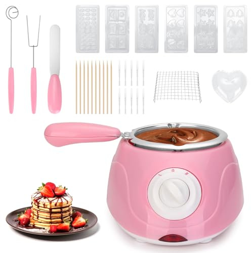 MINI - Olla de fusión eléctrica de chocolate, fuente de fondue de chocolate de 8.4 onzas, máquina calentadora para chocolate con leche, queso, mantequilla, caramelo