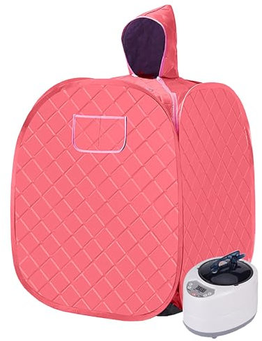 Sauna steamer,lazy spa, Portable Steam Sauna Spa, Lightweight Portable Personal Steam Sauna Spa Detox, 1-9 gear adjustment Relaxation at Home (Color : Red)