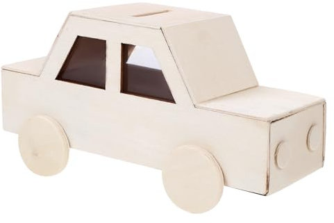 Abaodam Holzauto Sparschwein Selbstgemacht Sparschwein Selbst Bemalen Schüler Holzspardose Blanko Geld Sparen Kindergarten Basteln Wohnaccessoire