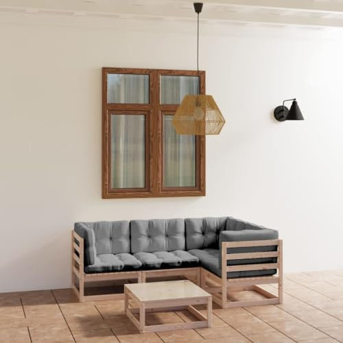 DYRJDJWIDHW europaletten,gartenmöbel Set,palettenkissen,5-TLG. Garten-Lounge-Set mit Kissen Kiefer MassivholzGeeignet für Garten, Swimmingpool, Wohnzimmer, Terrasse