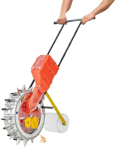 Dfdieratve Garden Seeder, Seed Spreader Push with 16 Seeding Ports, Hand-Push Roller Seeding and Fertilizer Applicator Planting Depth 6.5-7.5cm,Garden Seeder for Corn Cotton Soybean Peanut