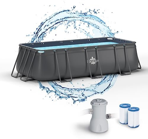 Dardaruga PISCINA Fuori Terra 400 x 200 x 100 cm + POMPA + 2 Filtri, Da Esterno, Marchio e Garanzia ITALIA, Materiali PREMIUM, Liner Multistrato, ANTRACITE, Mod. 2024