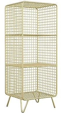 CAFIEDR Shelf Metal Bookshelf, Multi-Tier Gold Storage Rack For Living Room, Multifunctional Floor Bookcase With 4 Legs For Study Room (35X30X90cm)