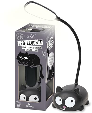 moses. Ed, the Cat Leuchte, biegsame LED-Lampe im Katzen-Design, wiederaufladbare Schreibtischlampe mit Akku und USB-C Anschluss, dekorative Tischlampe für Katzenfans