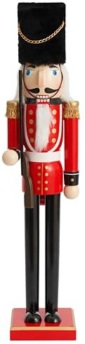 THE TWIDDLERS XL Extra Large Wooden Christmas Nutcracker Soldier, 90cm / 3ft in Festive Red, Premium Handmade Pine Wood Classic Traditional Ornament, Christmas Decoration With Moving Parts